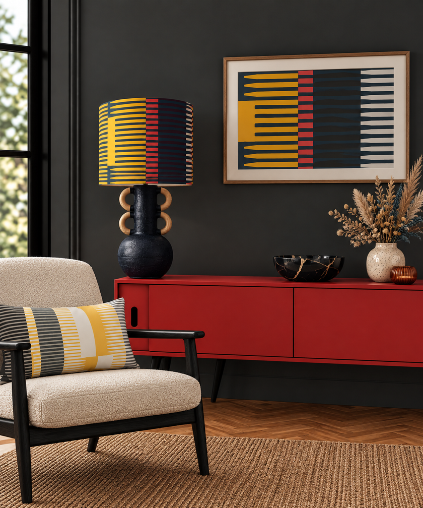 Combed Stripe Cushion - Yellow