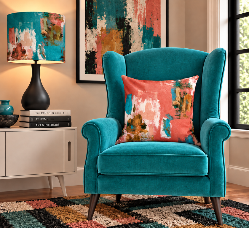 Abstract painterly Velvet Cushion - Dusky