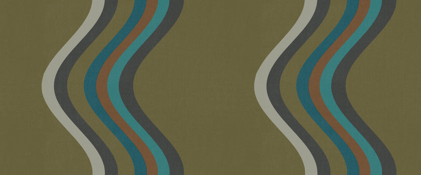 Broad Curvy Retro Stripe Wallpaper