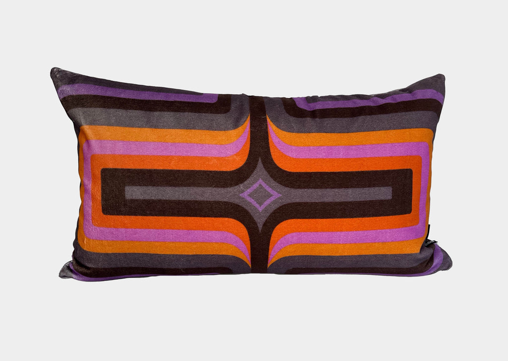 NEW - Retro Geometric Velvet - Purple + Orange