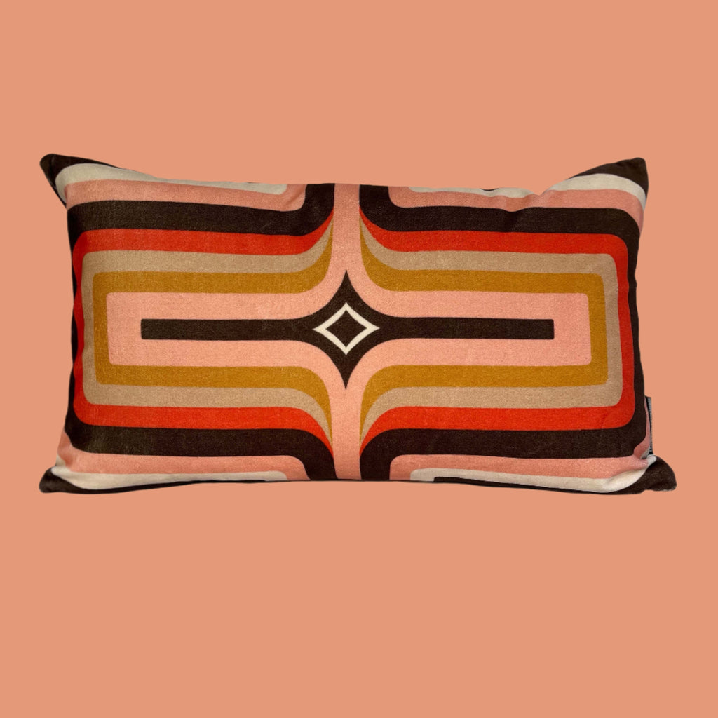 Retro Geometric Velvet -  Chocolate + Blush