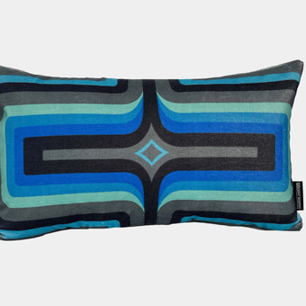 Retro Geometric Velvet Cushion - Cobalt
