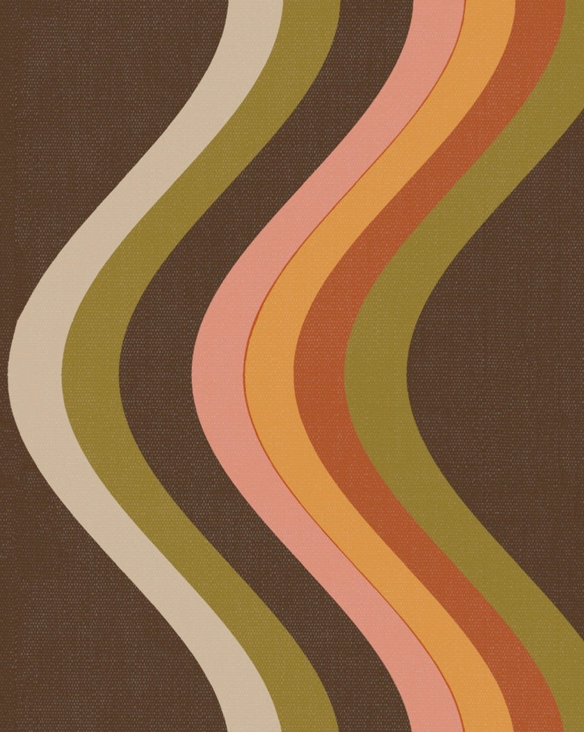 Broad Curvy Retro Stripe Wallpaper