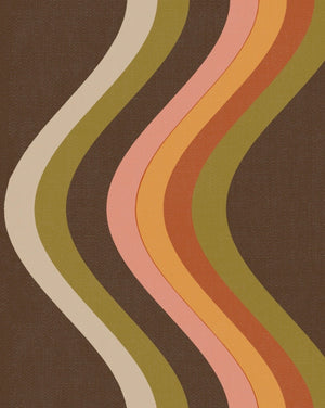 Broad Curvy Retro Stripe Wallpaper
