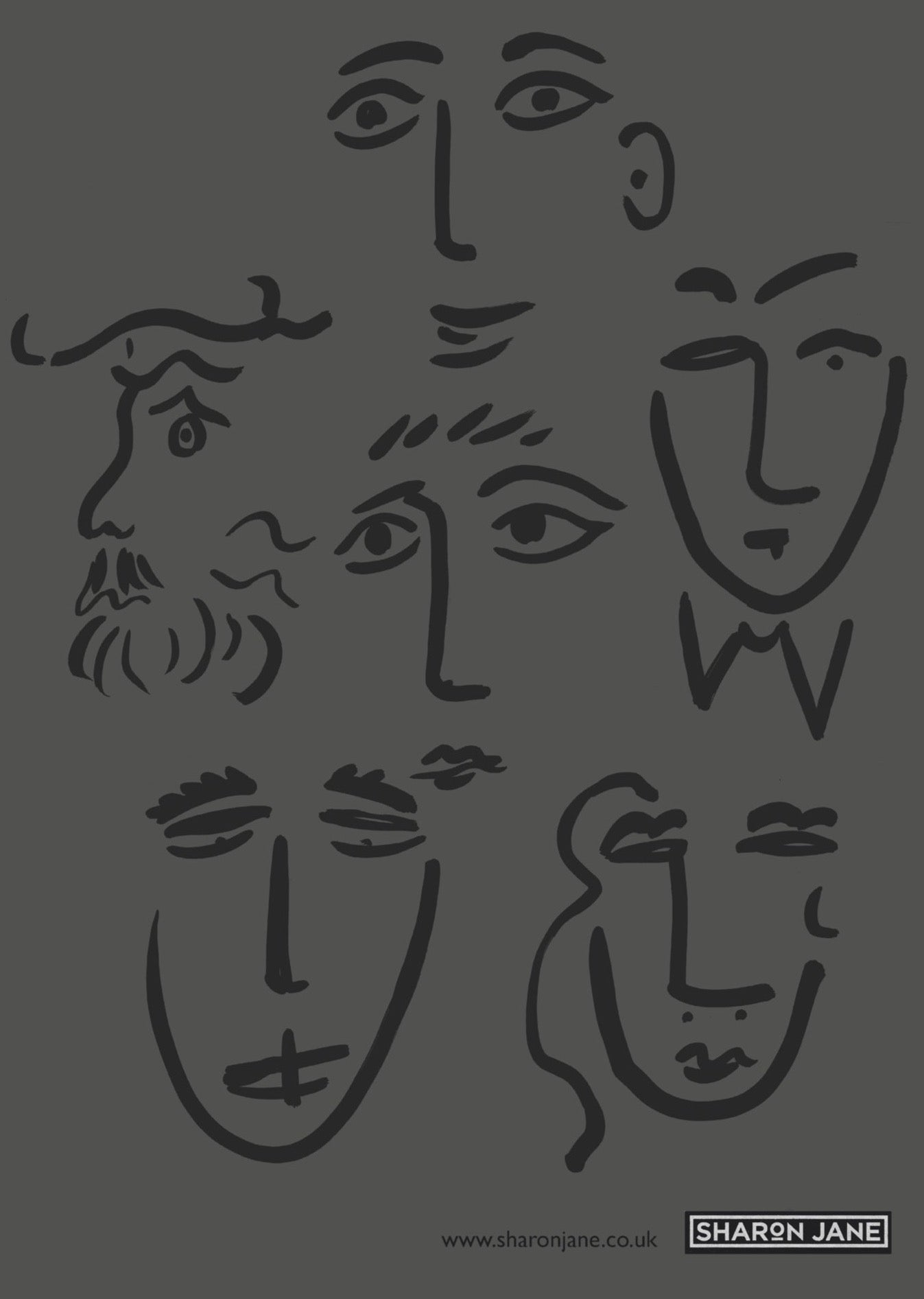 Faces Linen Tea Towel