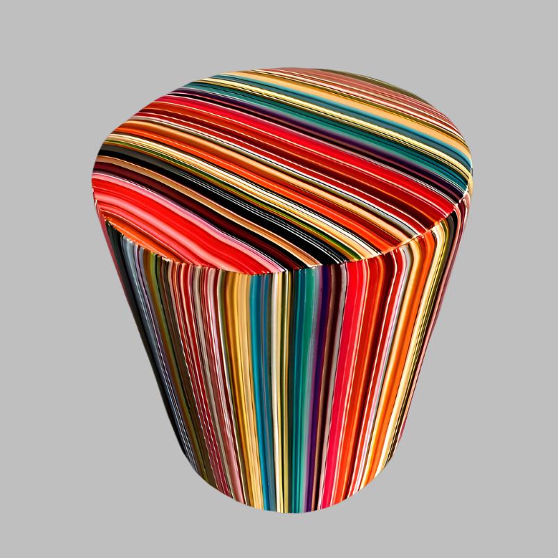 Fine Stripe Velvet Footstool