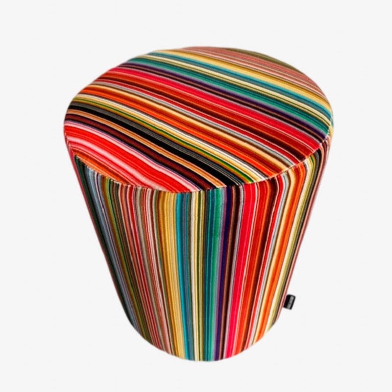 Fine Stripe velvet footstool