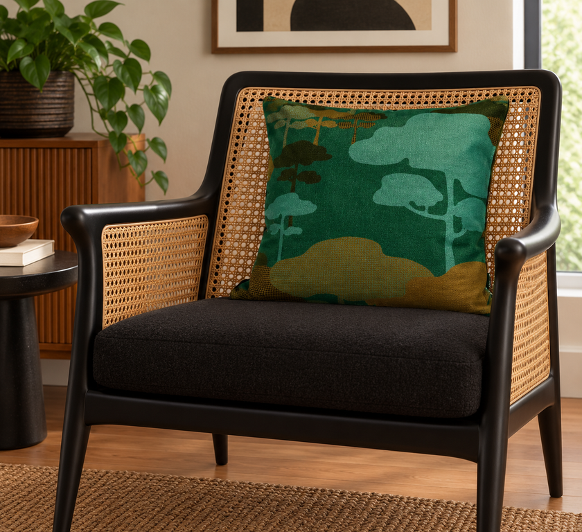 Cloud Tree Velvet Cushion - Teal