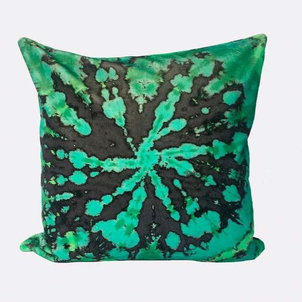 Tie Dye Circle  Velvet Cushion - Black
