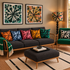 Tie Dye Circle  Velvet Cushion - Black