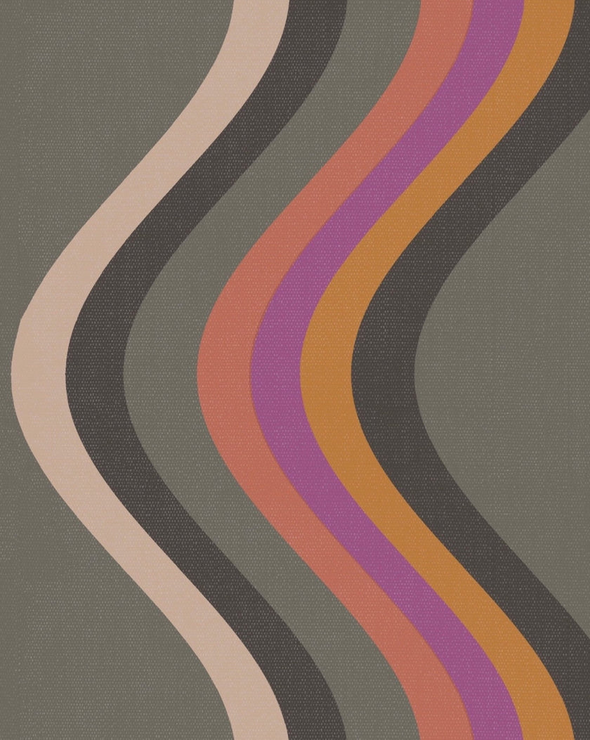 Broad Curvy Retro Stripe Wallpaper