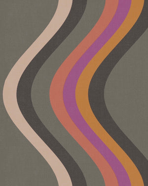 Broad Curvy Retro Stripe Wallpaper
