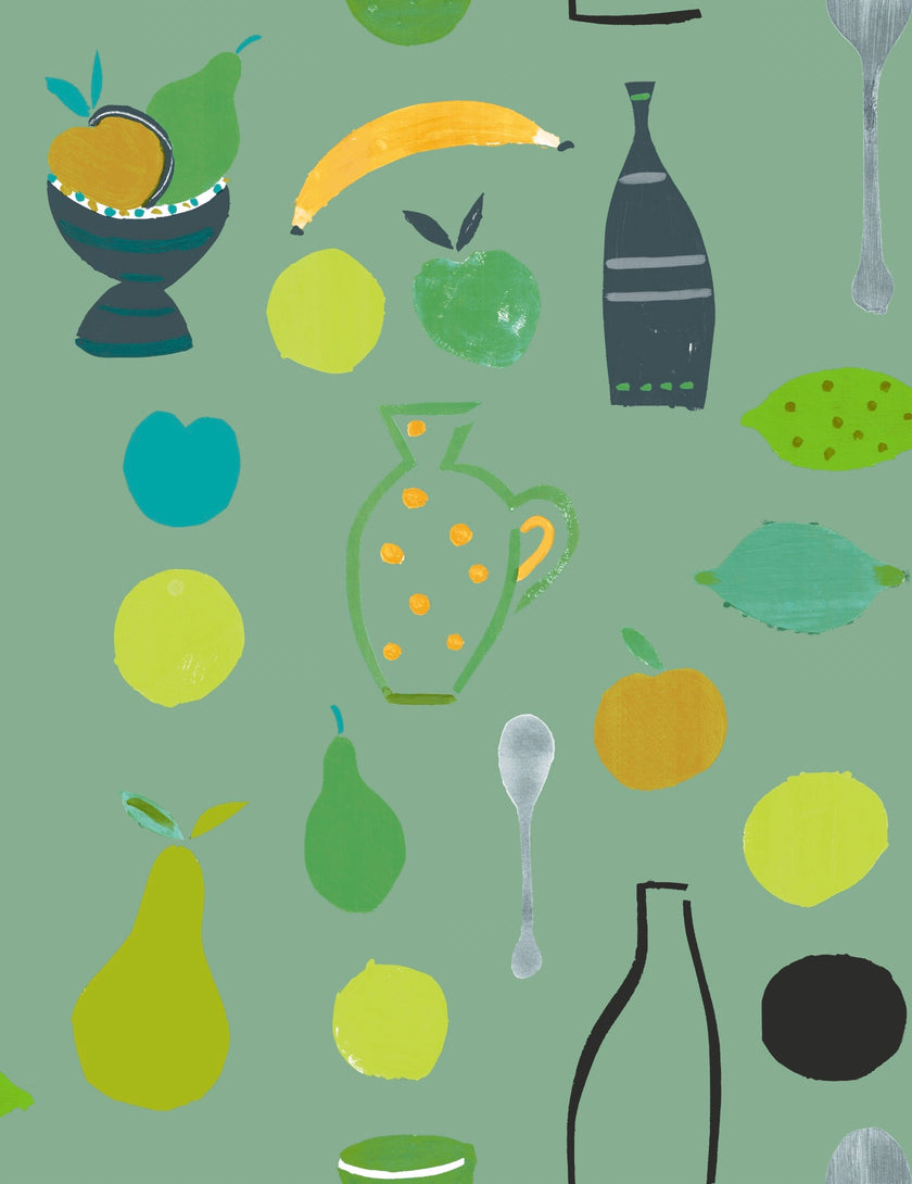 Naive Fruit Motif Wallpaper