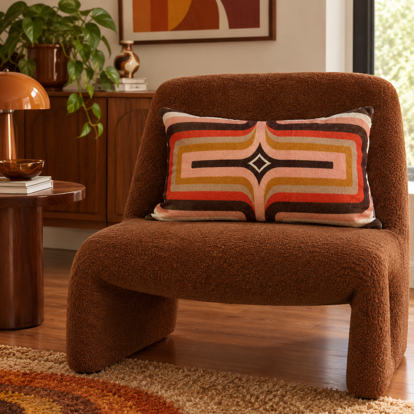 Retro Geometric Velvet -  Chocolate