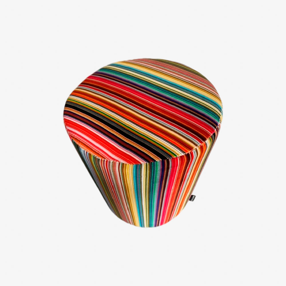 Fine Stripe Velvet Footstool