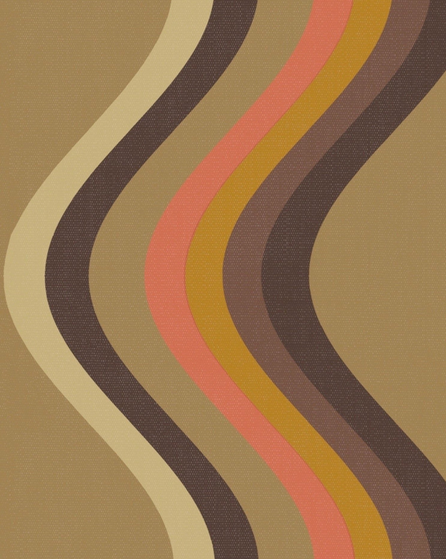 Broad Curvy Retro Stripe Wallpaper