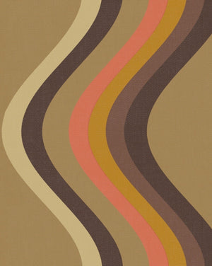 Broad Curvy Retro Stripe Wallpaper