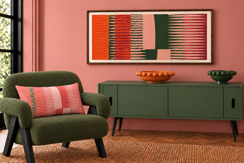 Combed Stripe Cushion - Fuchsia