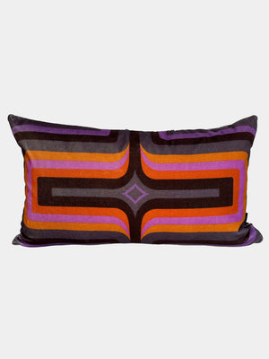 NEW - Retro Geometric Velvet - Purple + Orange