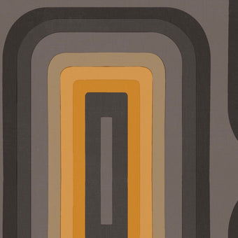 Retro Oblong Geometric wallpaper - Grey + Mustard