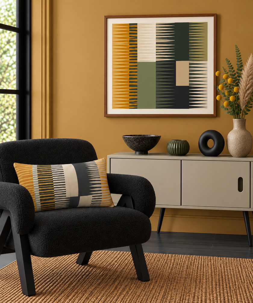Combed Stripe Cushion - Mustard