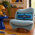 Retro Geometric Velvet Cushion - Cobalt