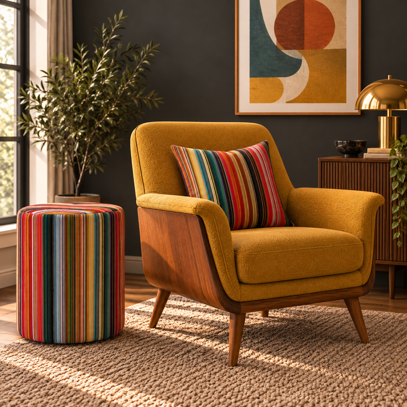 Fine Stripe Velvet Cushion
