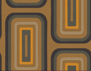 Retro Oblong Geometric wallpaper - Ochre + Grey