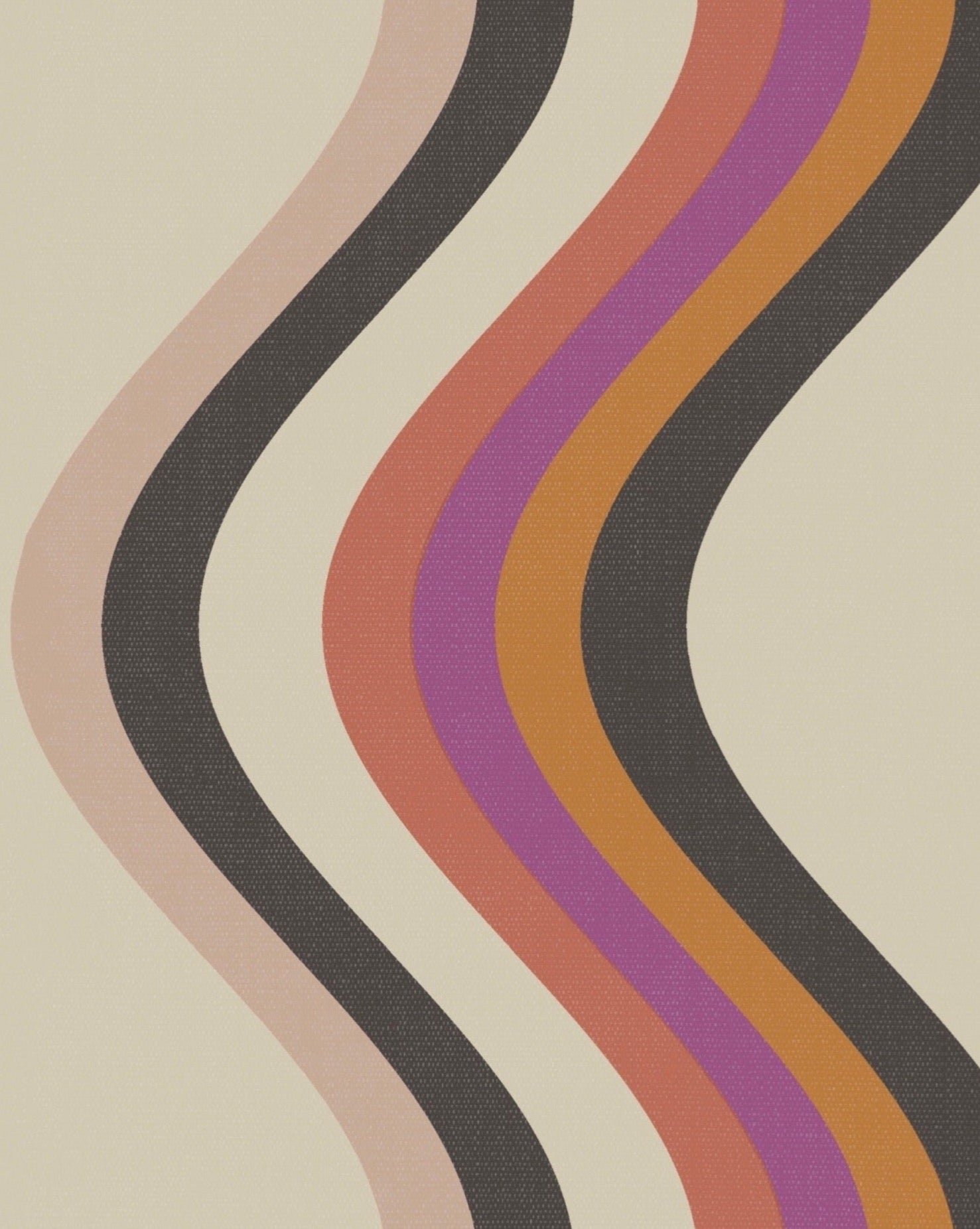 Broad Curvy Retro Stripe Wallpaper