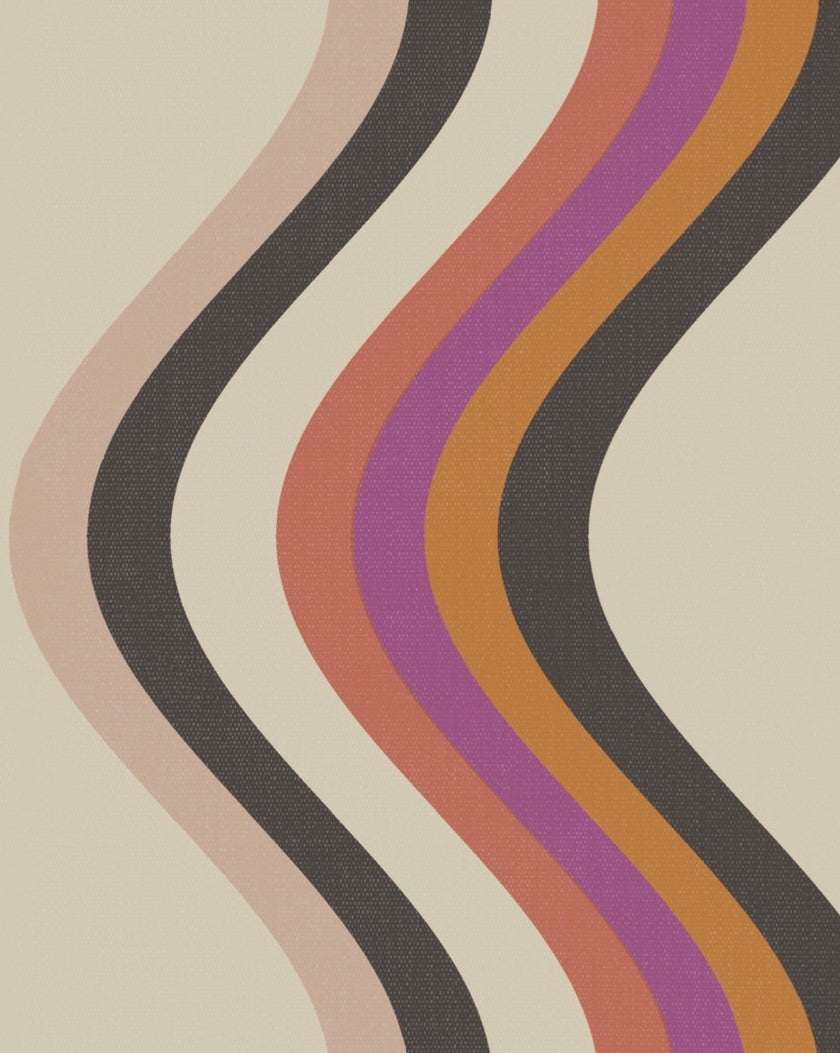 Broad Curvy Retro Stripe Wallpaper