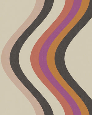 Broad Curvy Retro Stripe Wallpaper