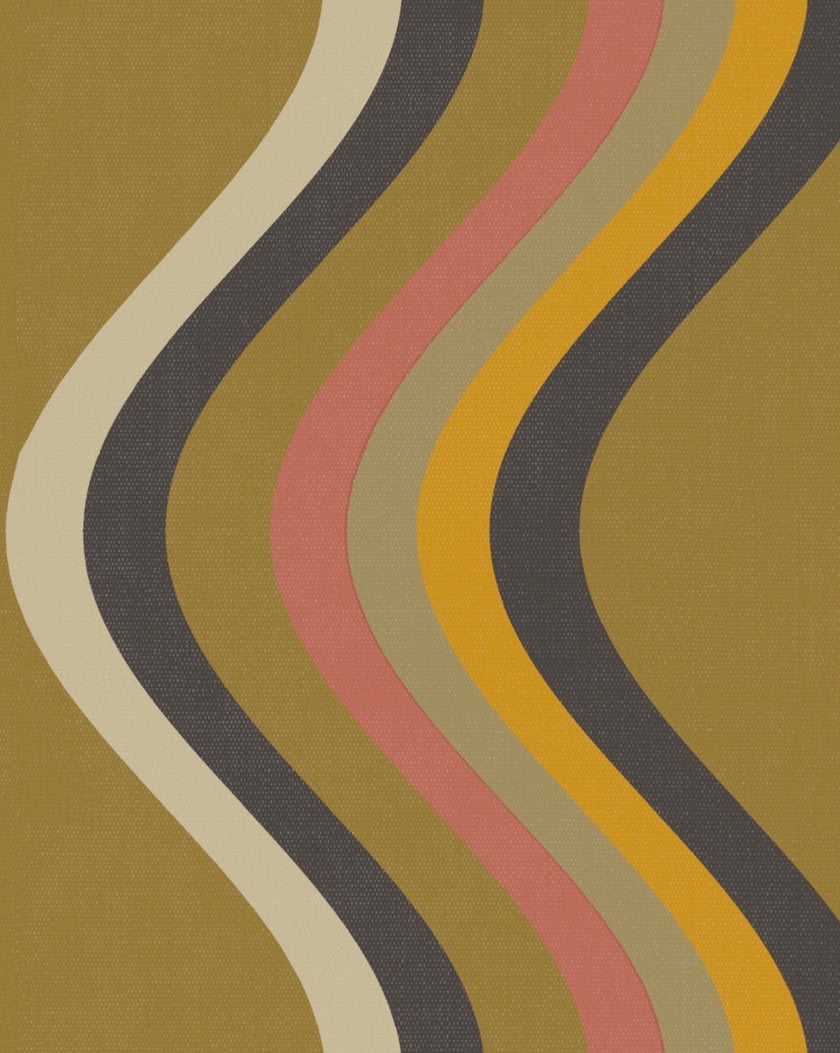 Broad Curvy Retro Stripe Wallpaper