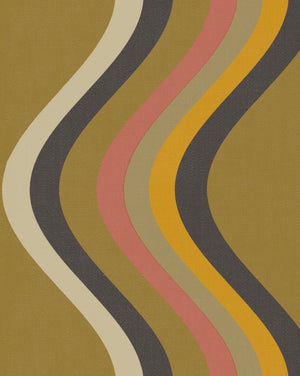 Broad Curvy Retro Stripe Wallpaper