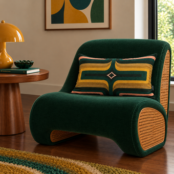 Retro Geometric Velvet Cushion - Bottle
