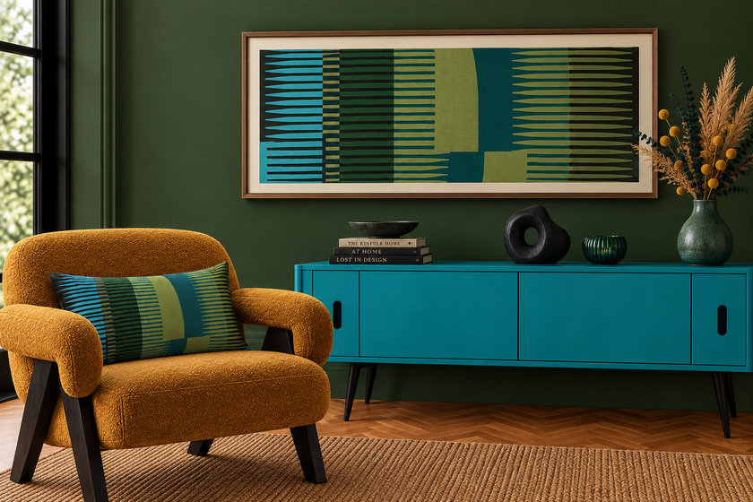 Combed Stripe Cushion - Olive