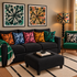 Tie Dye Circle  Velvet Cushion - Black