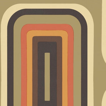 Retro Oblong Geometric wallpaper - Taupe + Brown