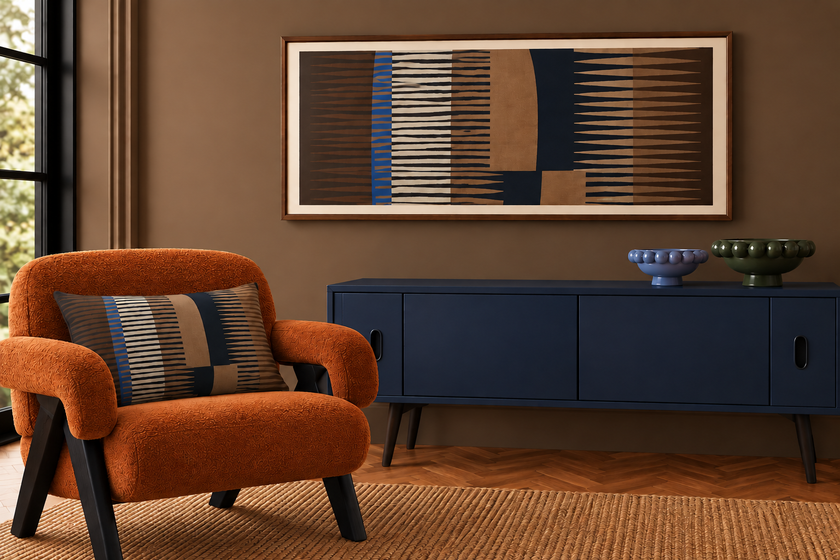 Combed Stripe Cushion - Mocha