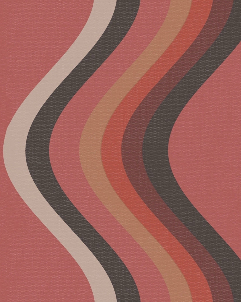 Broad Curvy Retro Stripe Wallpaper