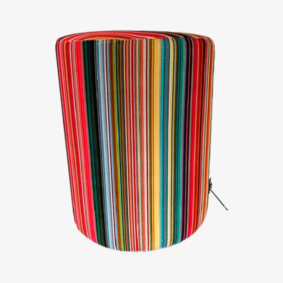 Fine Stripe Velvet Footstool