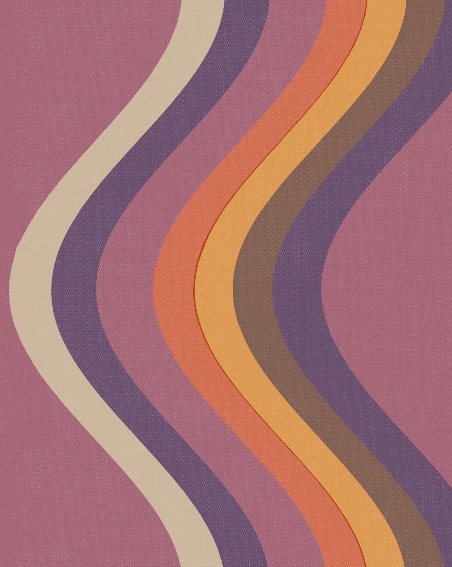Broad Curvy Retro Stripe Wallpaper