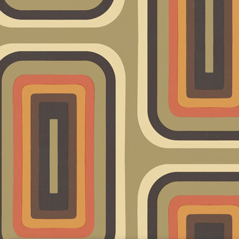 Retro Oblong Geometric wallpaper - Taupe + Brown