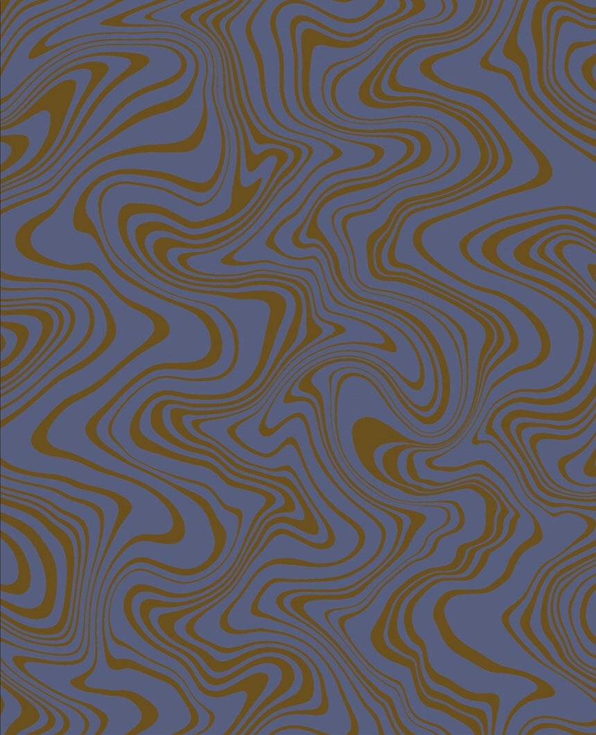 Fluid Wallpaper - Cobalt + brown