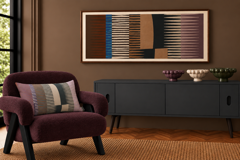 Combed Stripe Cushion - Raspberry