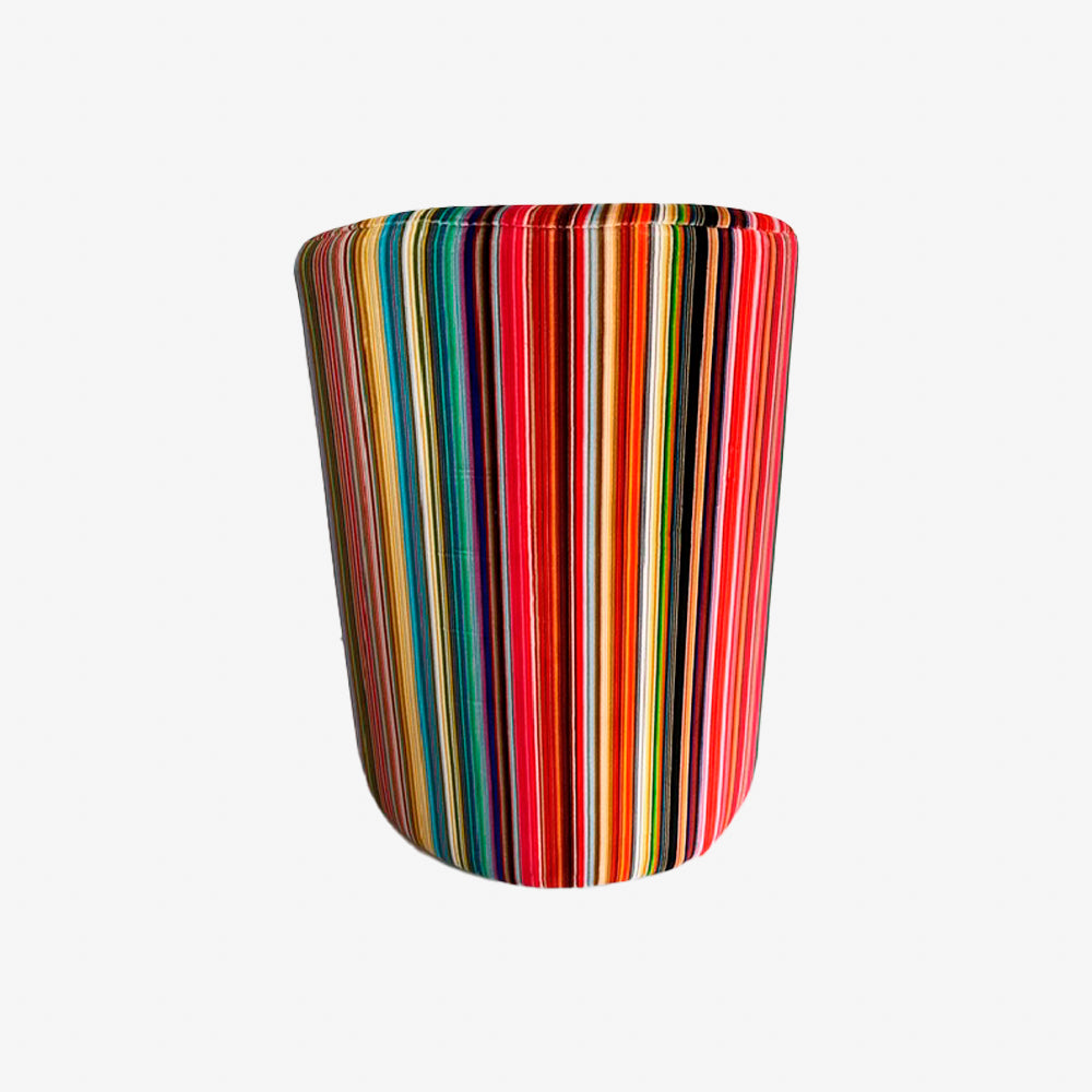 Fine Stripe Velvet Footstool