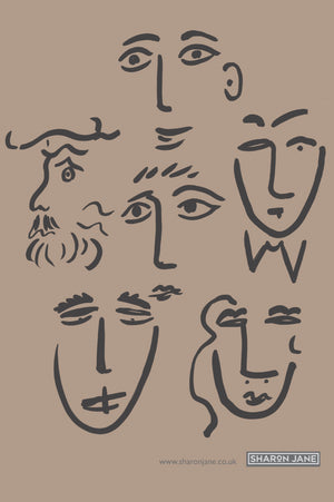 Faces Linen Tea Towel