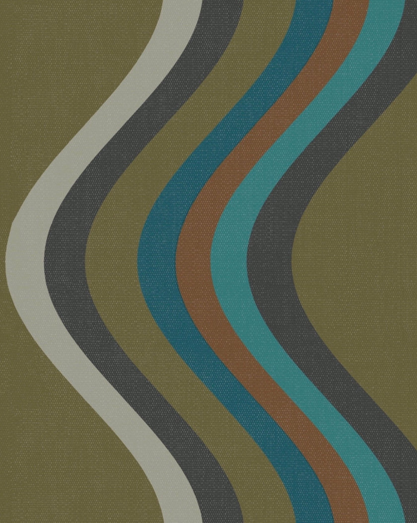 Broad Curvy Retro Stripe Wallpaper