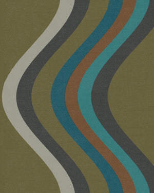 Broad Curvy Retro Stripe Wallpaper