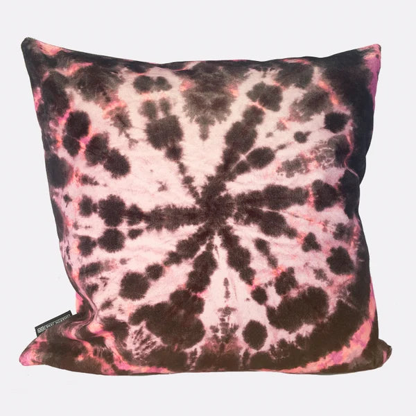 Tie Dye Circle  Velvet Cushion - Black