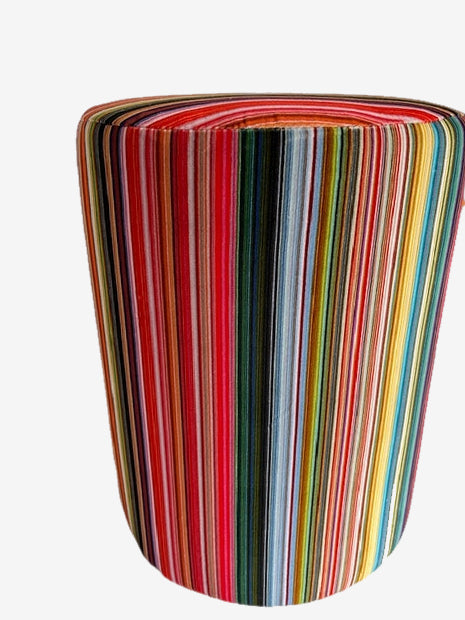 Fine Stripe Velvet Footstool